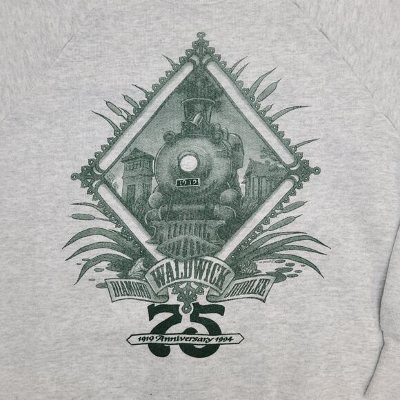 Vintage 1994 Train Sweatshirt Womens Medium 20x21 Waldwick - Picture 3 of 10